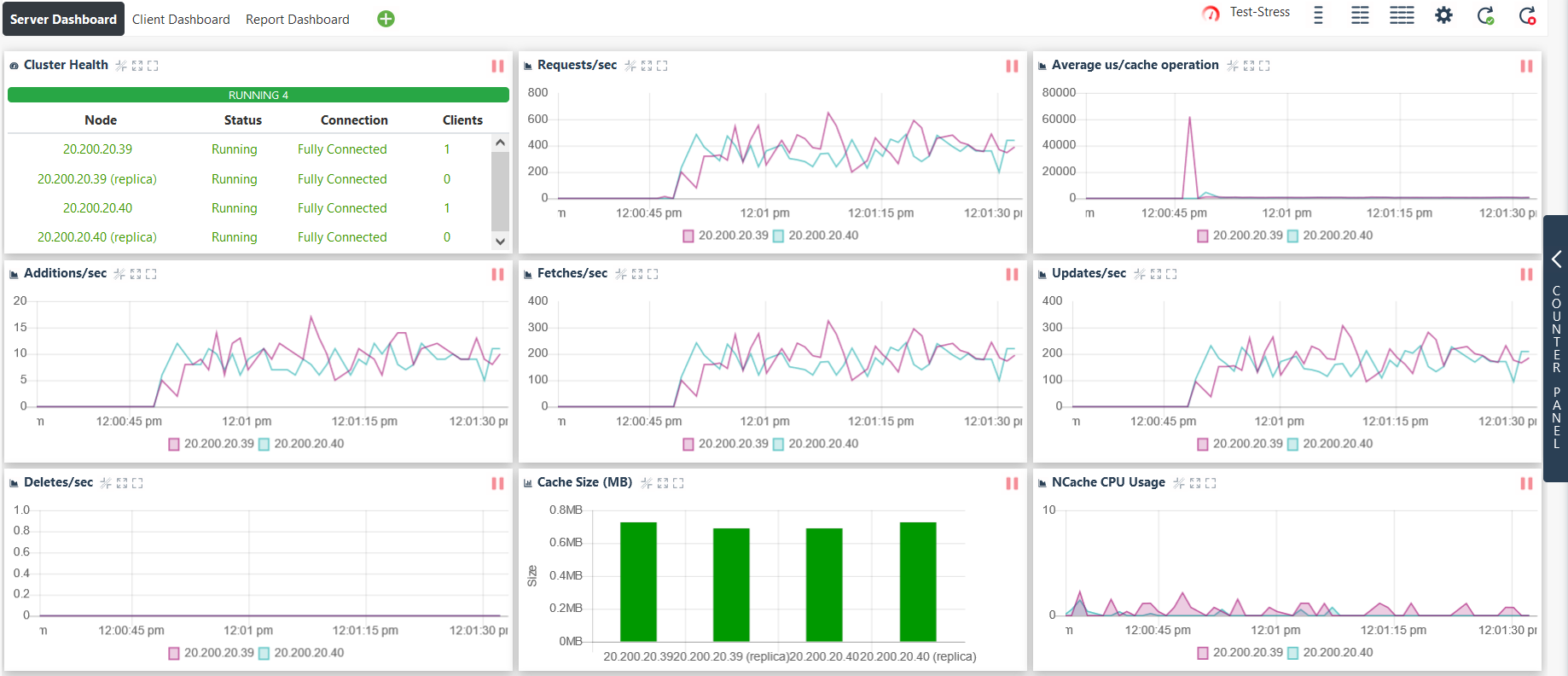 NCache Web Monitor Counter Dashboard