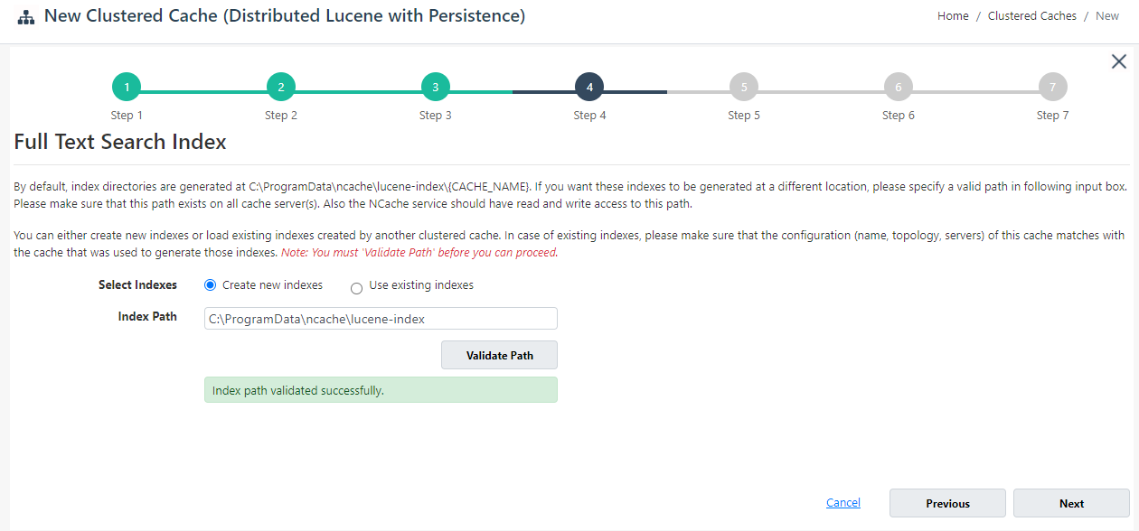 Valider le chemin d'index pour le cache Lucene distribué