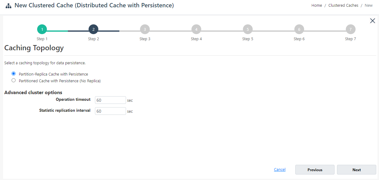 Selezionare Topologia per Web cache persistente