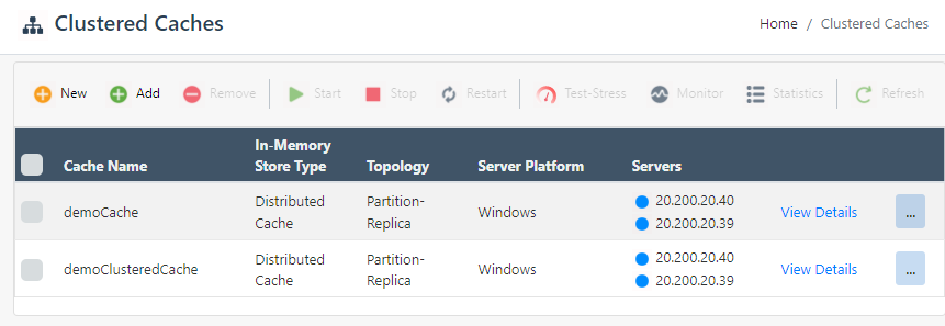 Clustered Caches List Web