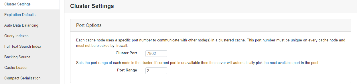 CLuster Port Port Range