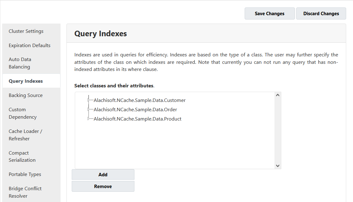 Query Indexes Removed Web