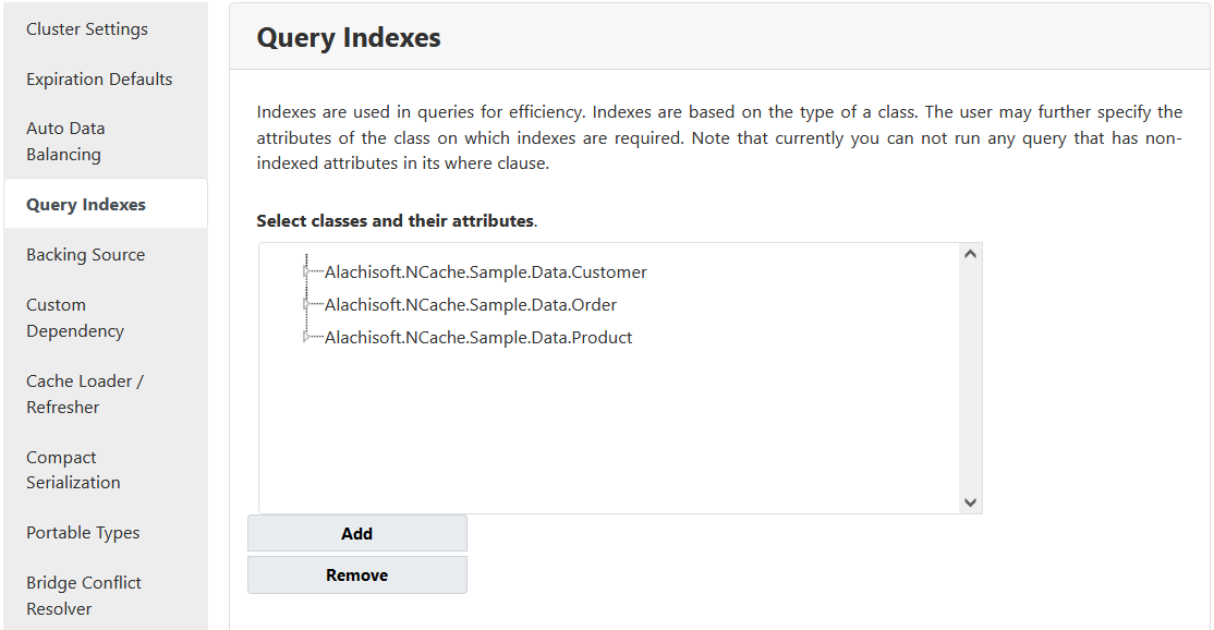 Indici di query rimossi Web