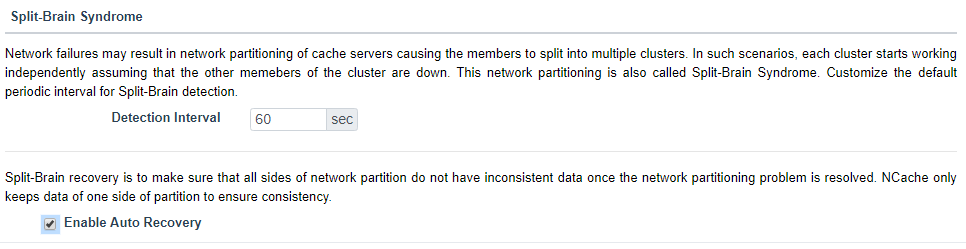 Enable Split Brain NCache