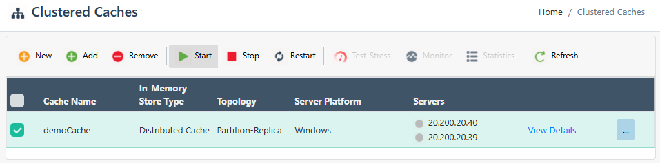 Select Cache to Start Web