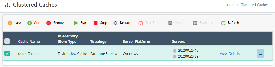 Start Cache on a node Web