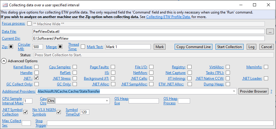 PerfView Setting Up Data Collection