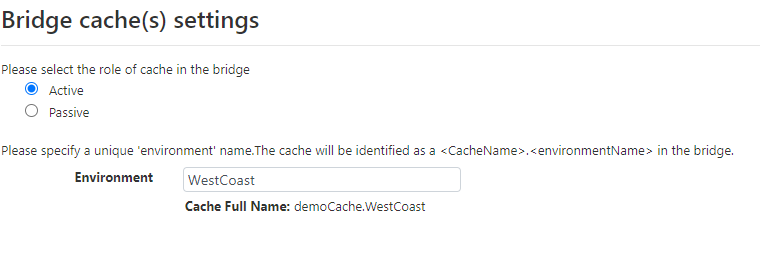 Configurações para a Web de cache clusterizado de ponte