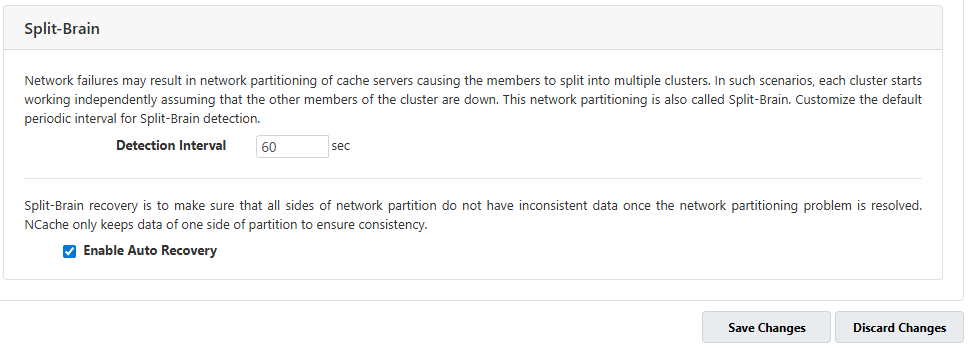 Enable Split Brain NCache