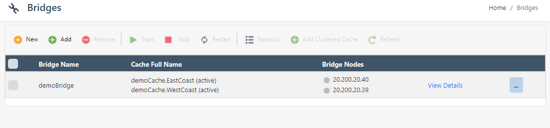 Start Bridge Web Manager list