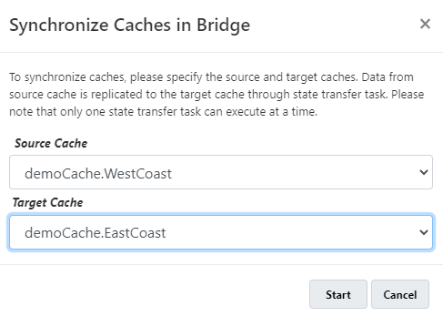 Sync caches NCache source and target caches