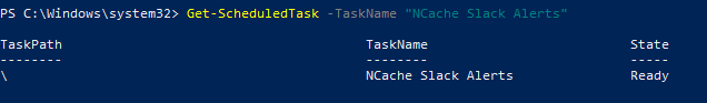 Image showing the results of PowerShell verification after creating a task.