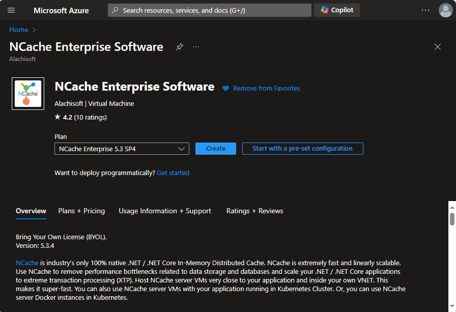 Crie NCache Enterprise Portal do Azure