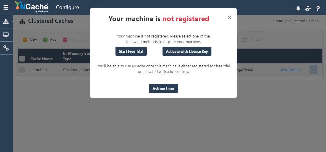 Register NCache Prompt