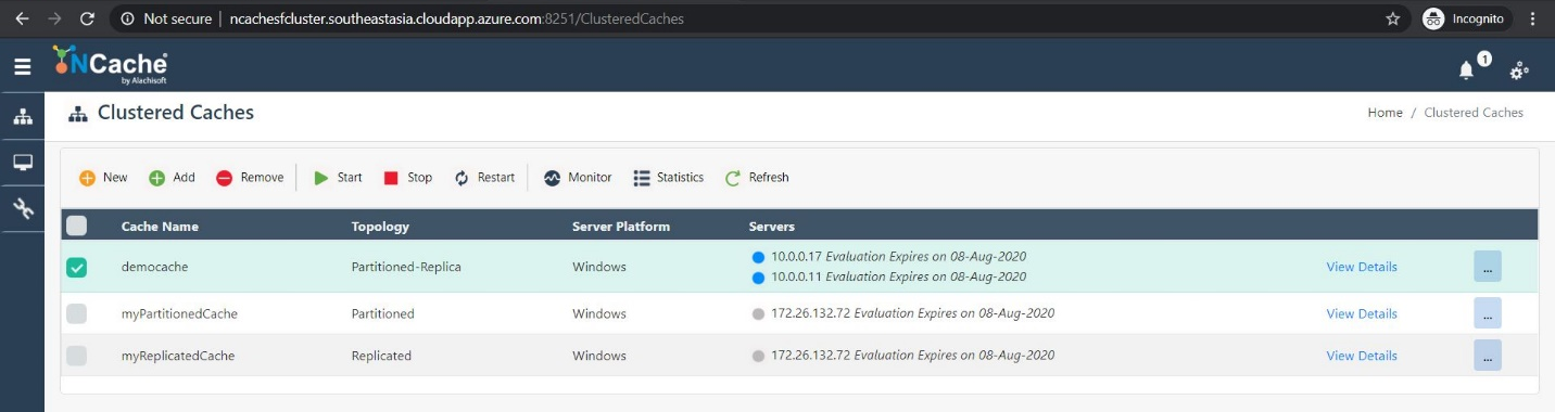 Cache created successfully