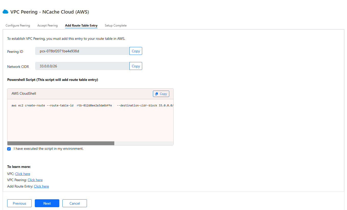 Add Route Table Entry