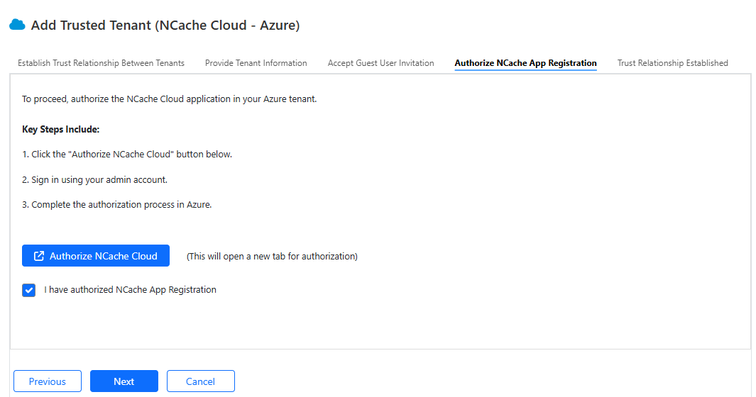 Authorize NCache App Registration
