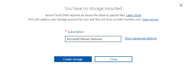 Azure Storage Account Prompt