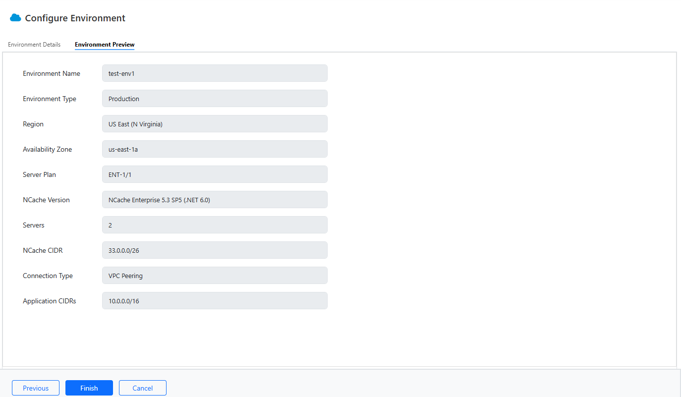 Configure Environment VPC Peering Preview