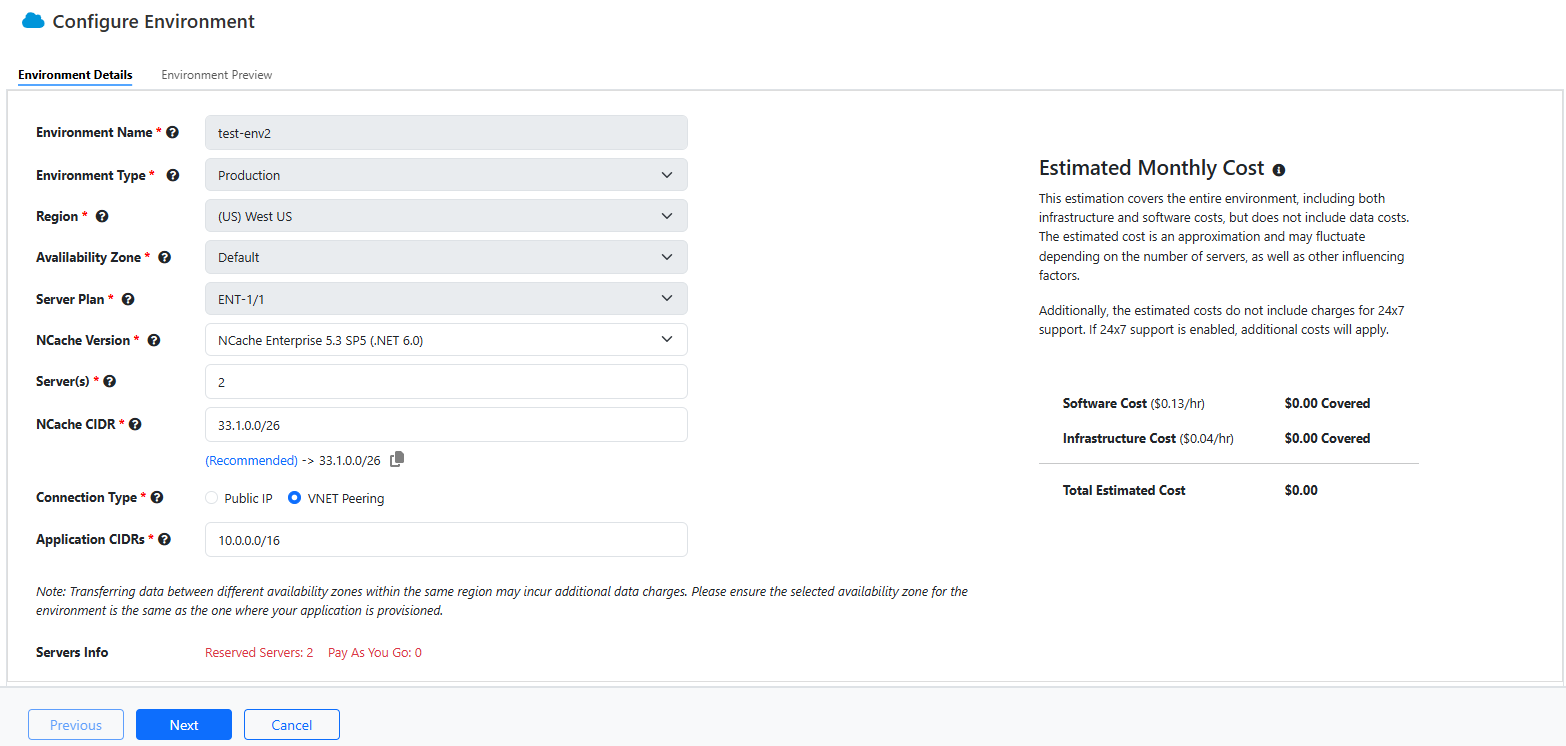 Configure Environment VNET Peering