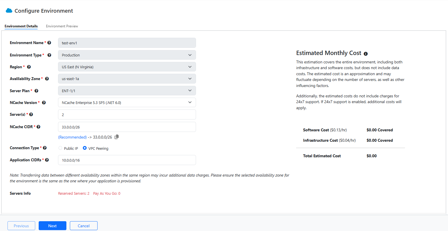 Configure Environment VPC Peering