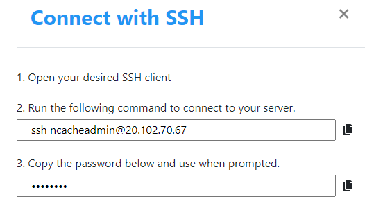 NCache Cloud Portal Connect SSH