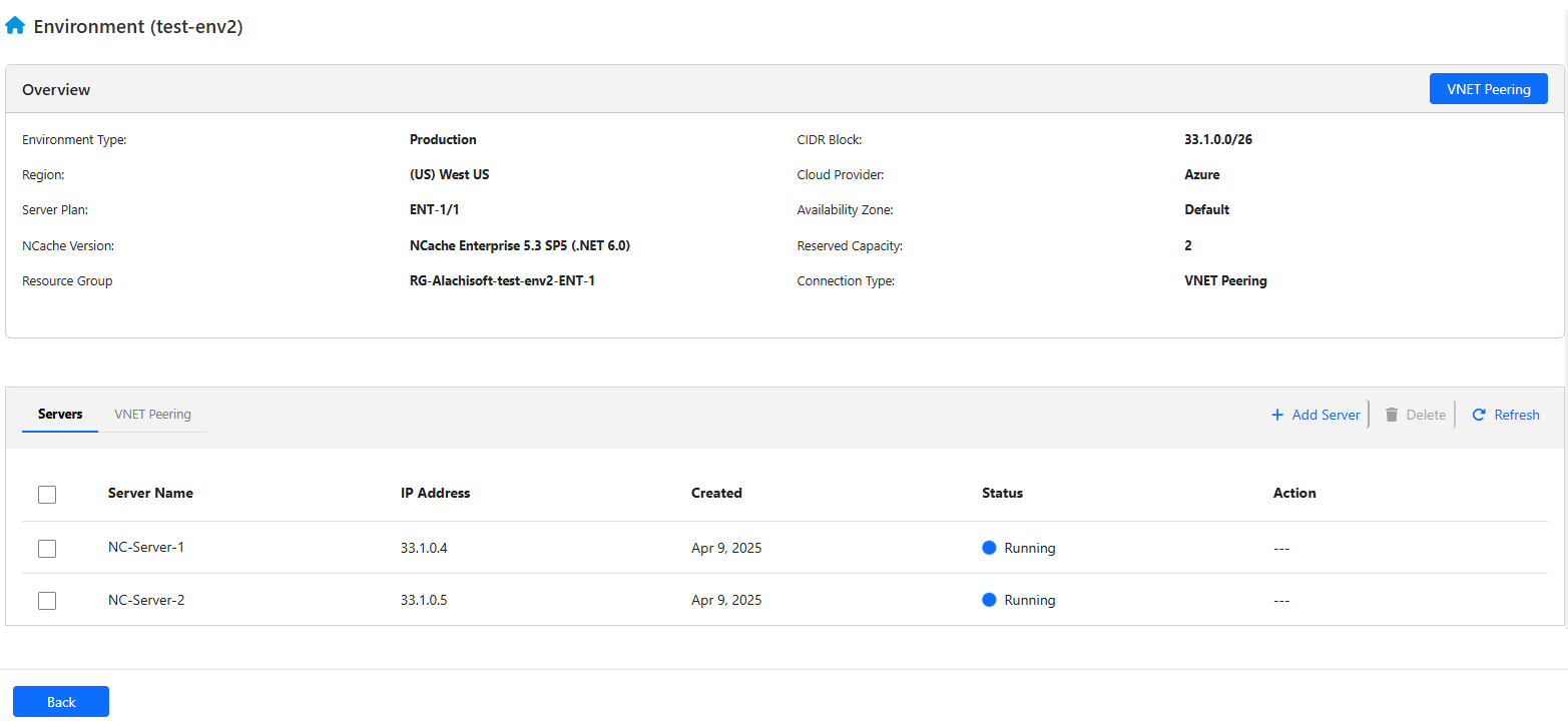 VNET Peering Environment Details