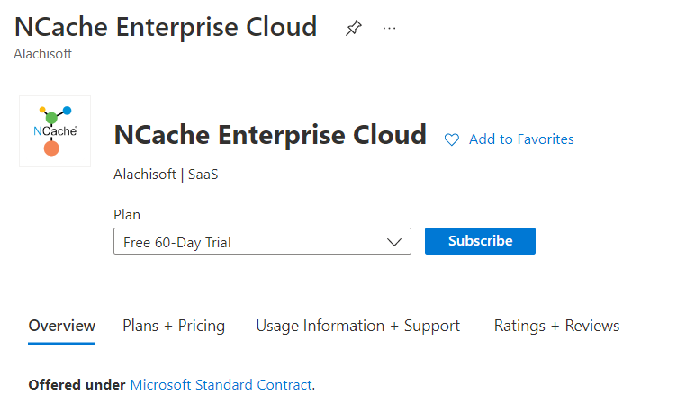 NCache Enterprise Cloud DropDown Menu