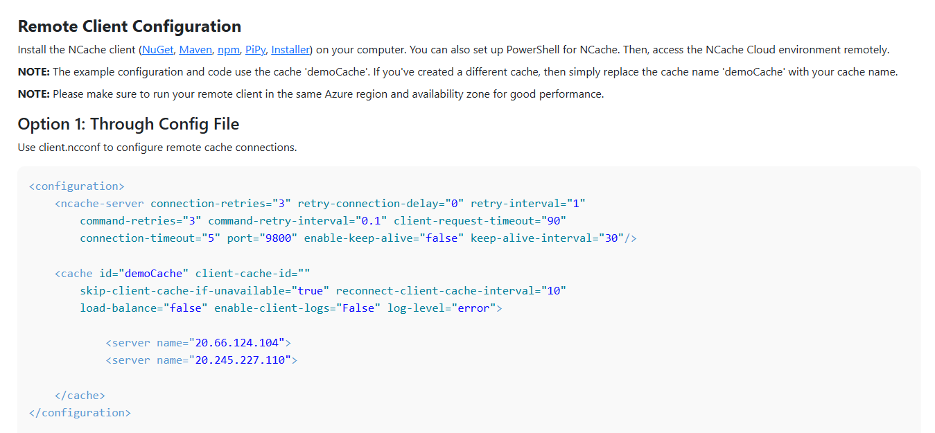 Remote Client Through Configuration File