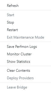 NCache Management Center Clustered Cache Dropdown Menu