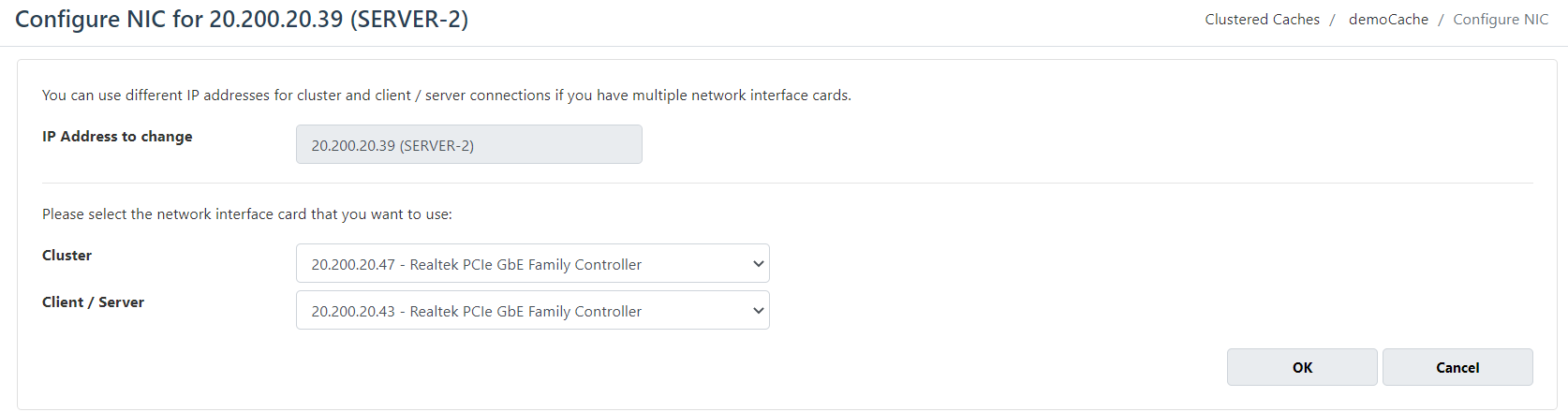 Bind Client Server NIC