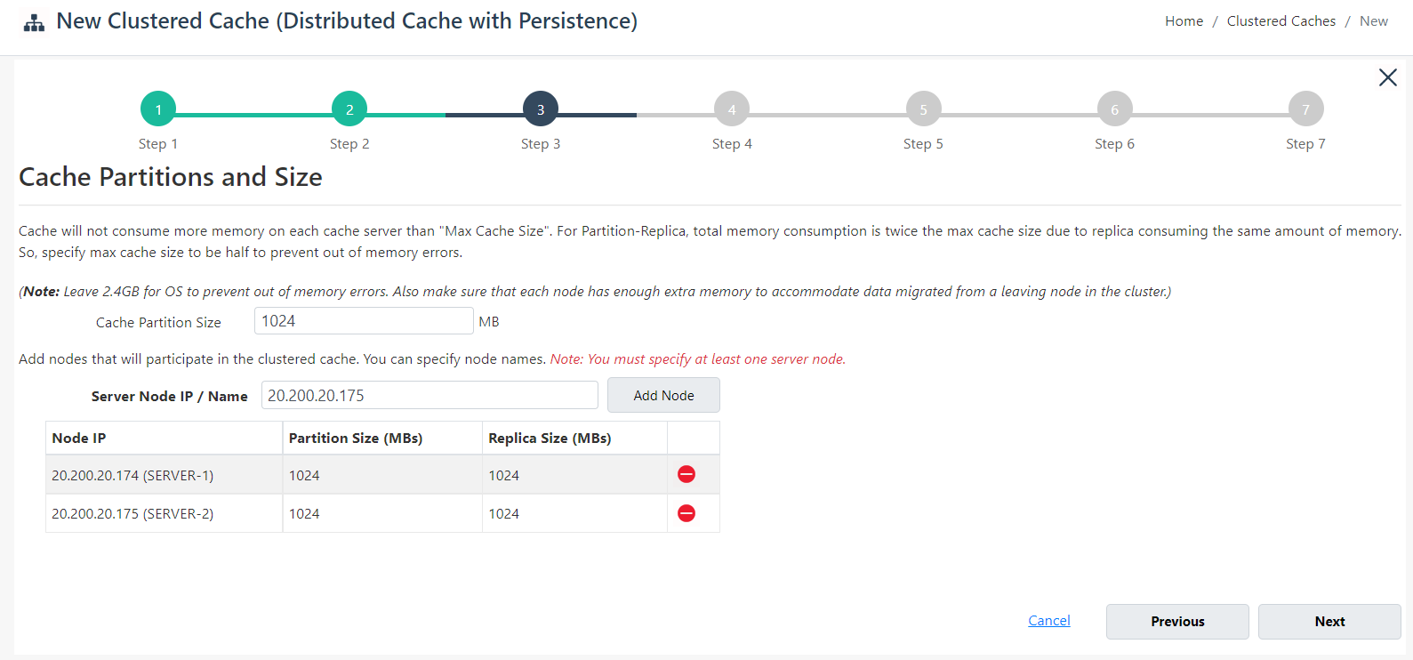 Specify Size Persistent Cache Web