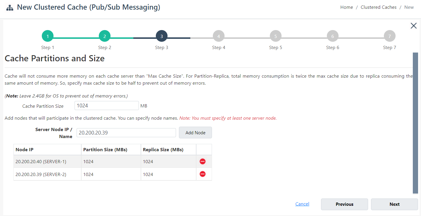 Cache Size Pub/Sub Cache Web