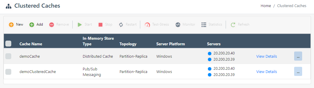 Clustered Caches List Web