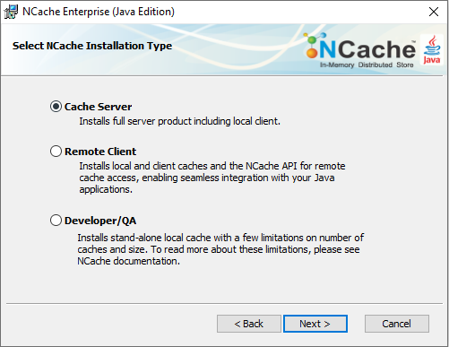 NCache Windows Installation Type