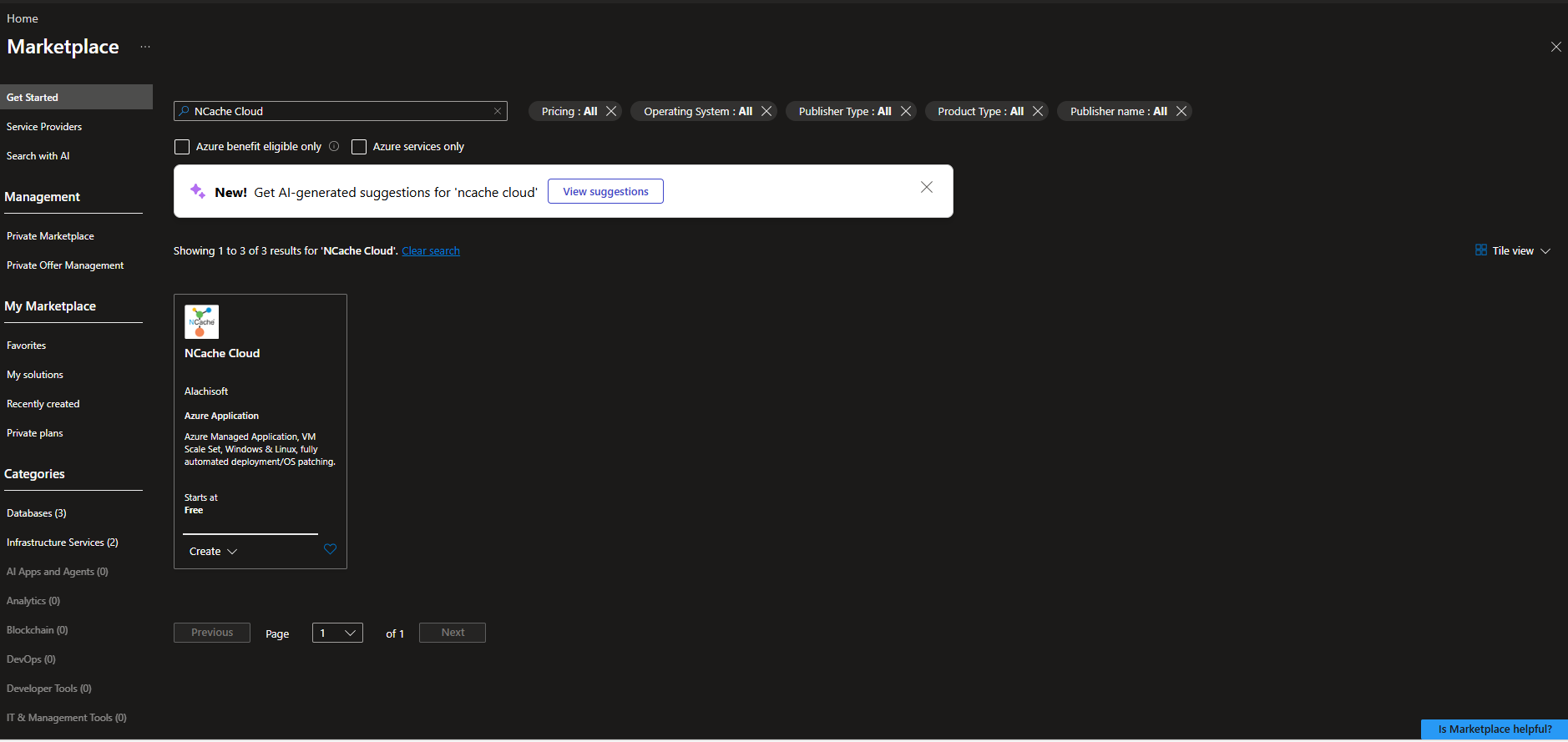 Azure MarketPlace