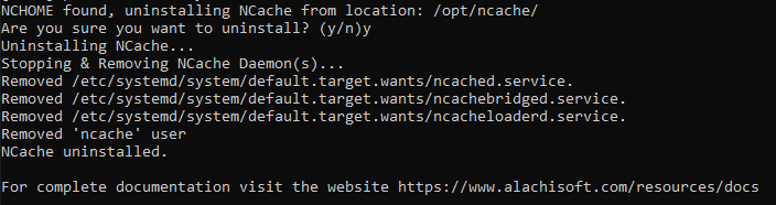 NCache .NET Core Uninstall