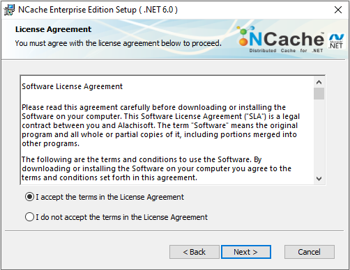 NCache Windows Installation License Agreement