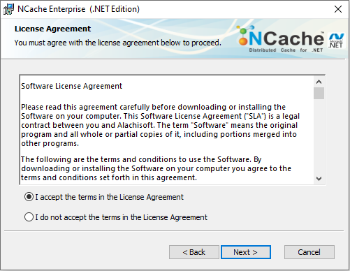 NCache Windows Installation License Agreement