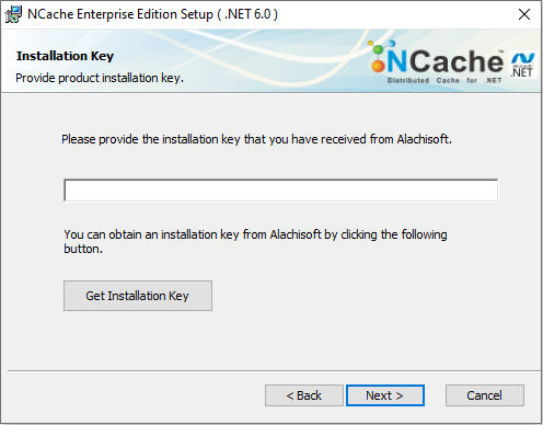 NCache Clave de instalación de Windows