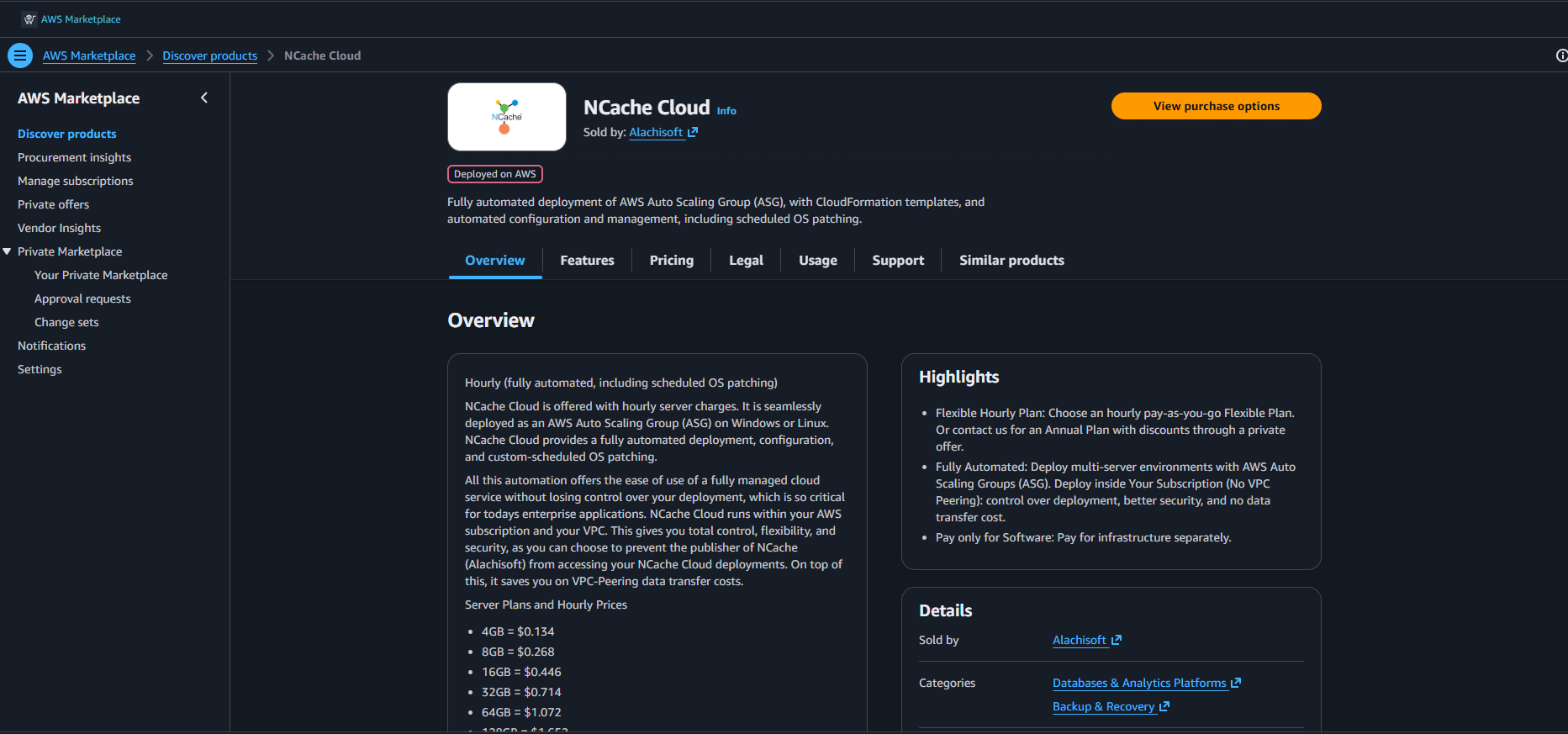 NCache Cloud overview page