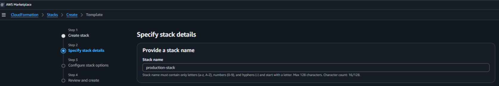 Stack name