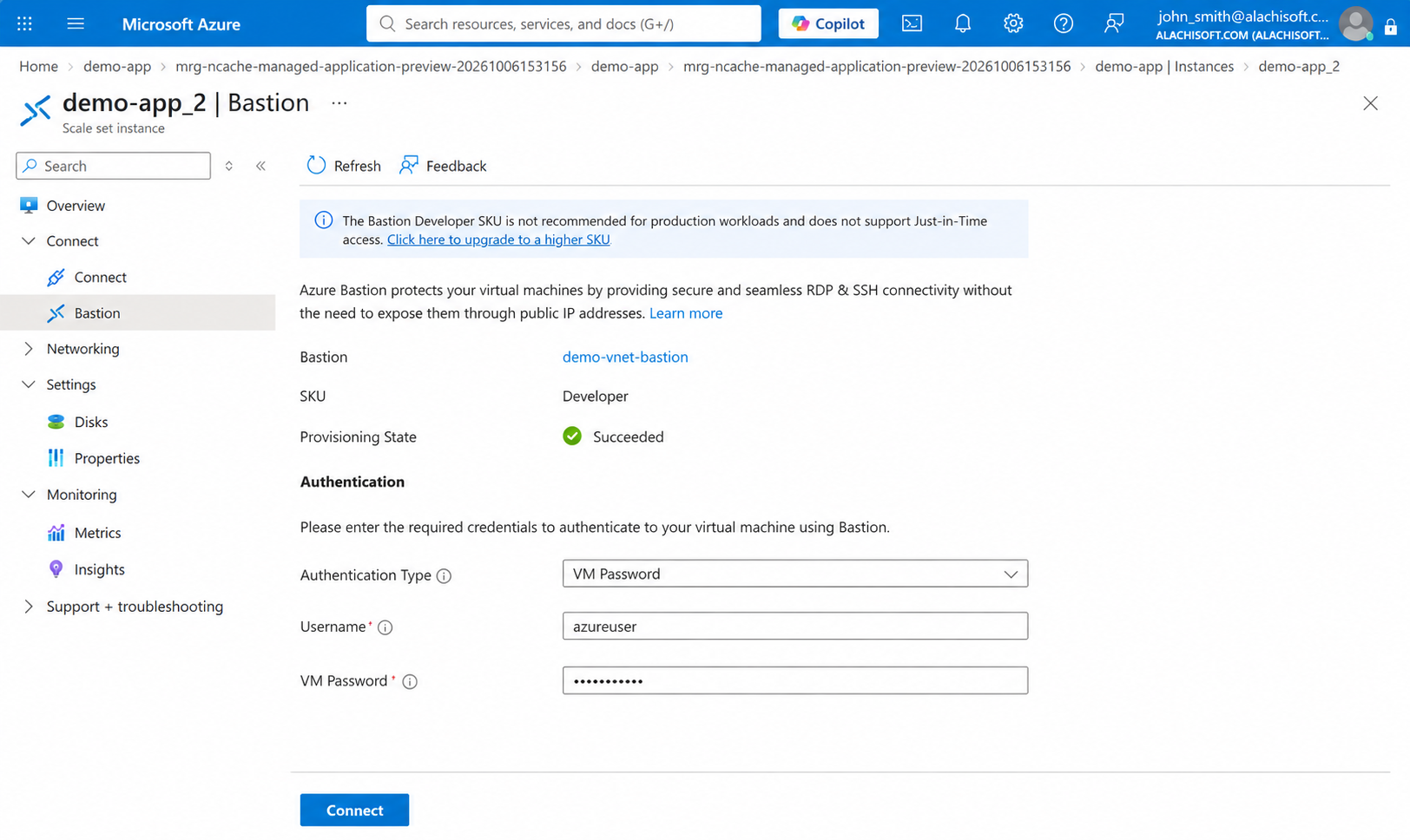 Connecting to Azure Bastion