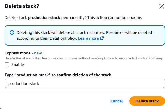 Confirm Stack Deletion
