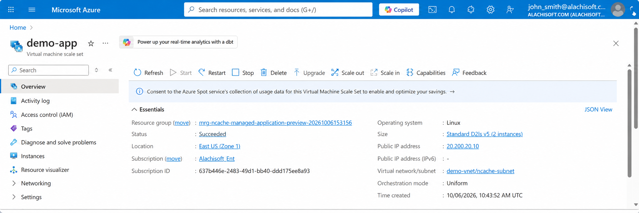 Managed Application Overview showing Managed Resource Group link