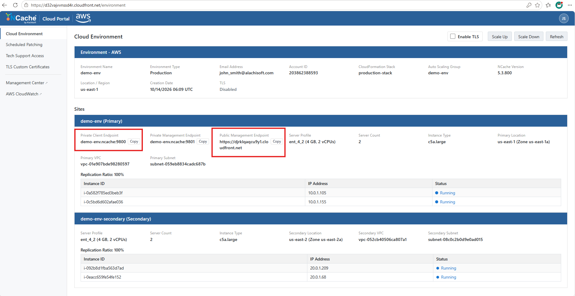 Cloud Portal Landing Page AWS