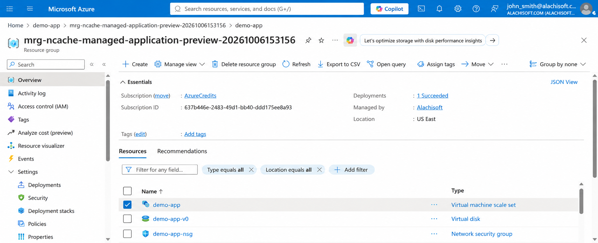 Selecting the Virtual Machine Scale Set 