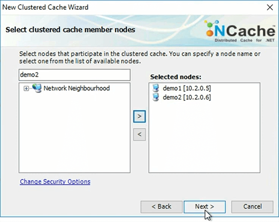 Select Clustered Cache Member Nodes