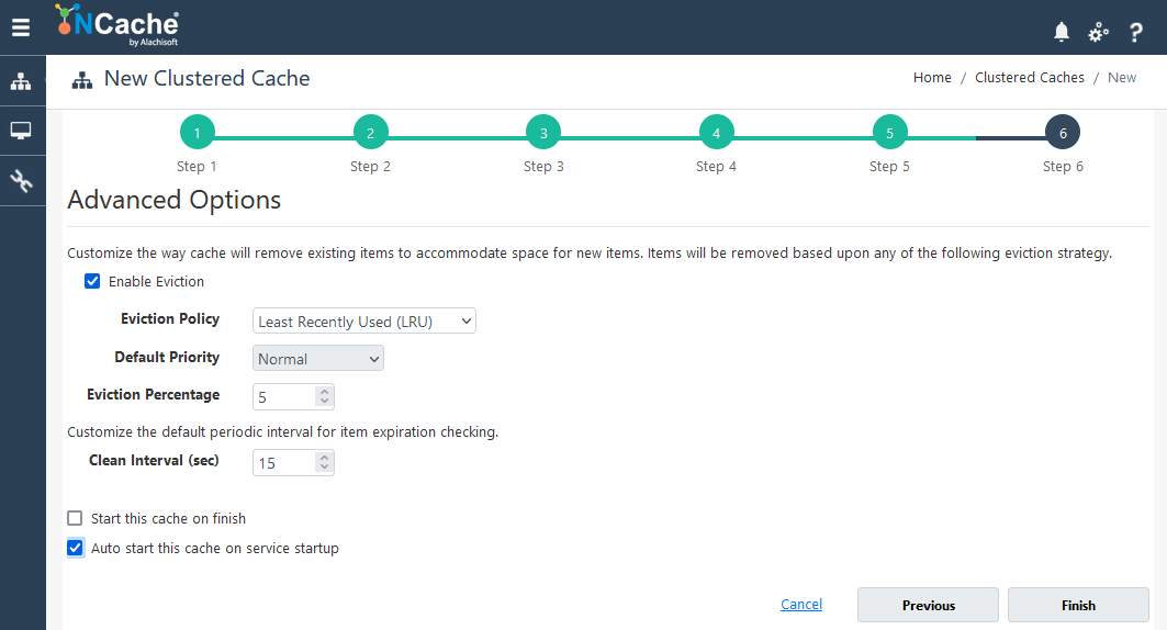 Figure 1 : Option de démarrage automatique du cache au démarrage du service lors de la création du cache