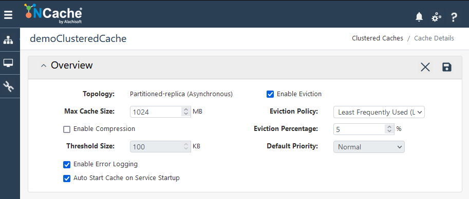 Figura 2: Abilita lo sfratto per le cache create